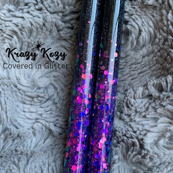 NIGHT OUT- Purple Pink Blue Color Shift Chunky Glitter With Black Epoxy Pen Personalized Unique Gift Inkjoy Gel Pen Resin Multiple Ink Color