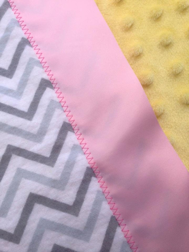 Cheveron Gray and Yellow Minky Travel Baby Blanket with Silky Etsy
