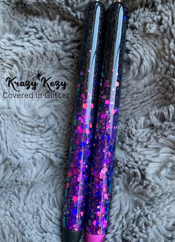 NIGHT OUT- Purple Pink Blue Color Shift Chunky Glitter With Black Epoxy Pen  Personalized Unique Gift Inkjoy Gel Pen Resin Multiple Ink Color