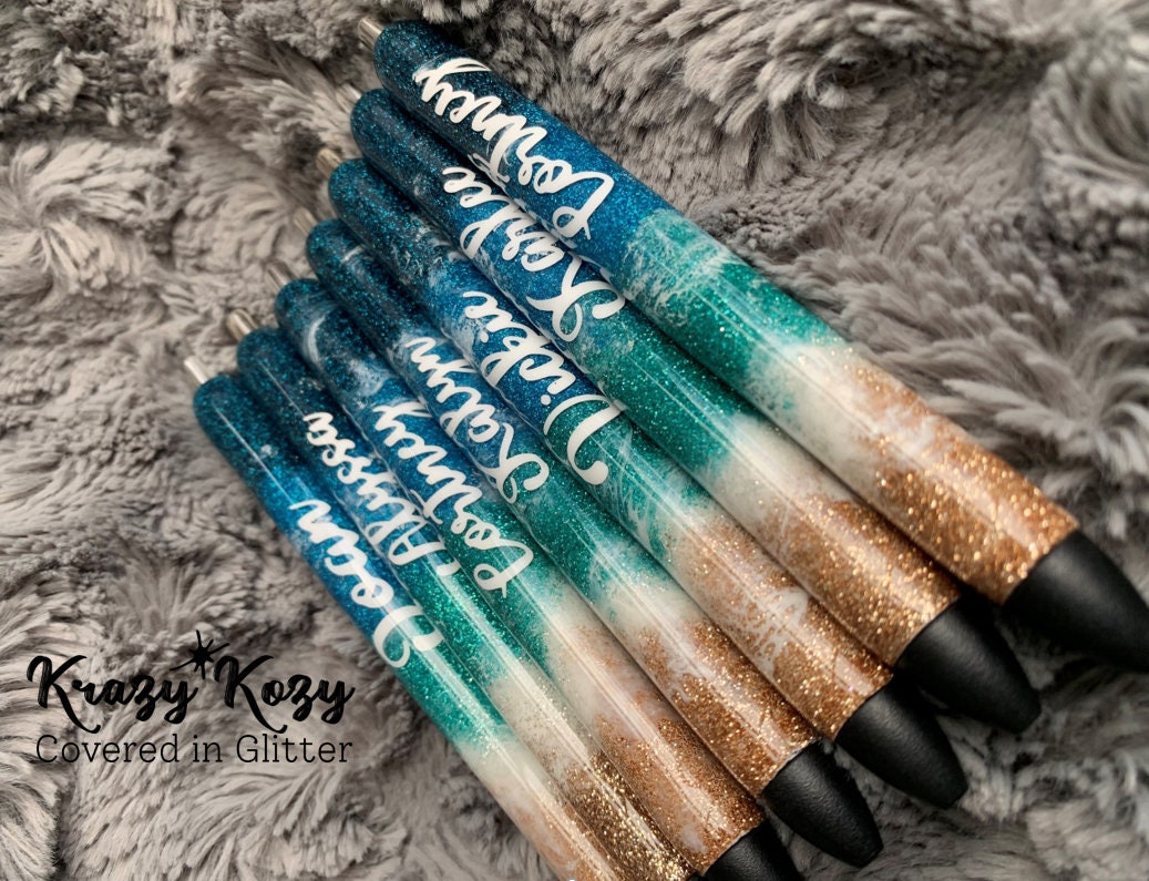 Glitter Beach Theme Epoxy Pen Personalized Unique Gift Inkjoy Etsy