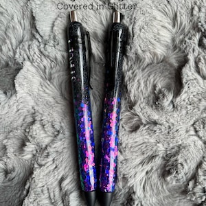 NIGHT OUT Purple Pink Blue Color Shift Chunky Glitter With Black Epoxy Pen Personalized Unique Gift Inkjoy Gel Pen Resin Multiple Ink Color image 3