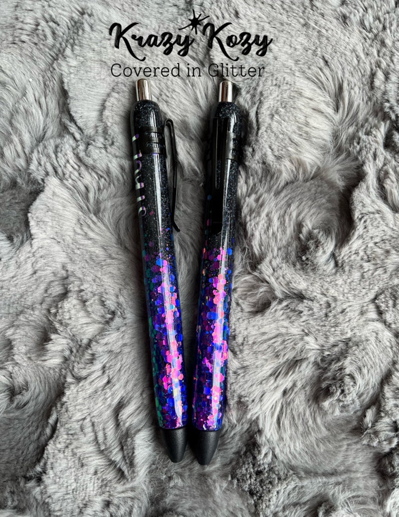 NIGHT OUT Purple Pink Blue Color Shift Chunky Glitter With Black Epoxy Pen Personalized Unique Gift Inkjoy Gel Pen Resin Multiple Ink Color image 3