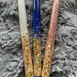 STARS- Gold Chunky Glitter Ombre With ANY COLOR White Teal Pink Epoxy Pen Personalized Unique Gift Inkjoy Gel Pen Resin Multiple Ink Color
