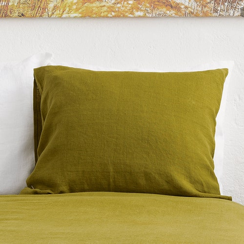 OLIVE GREEN Linen Pillow Case Heavier Linen Bright Green Etsy