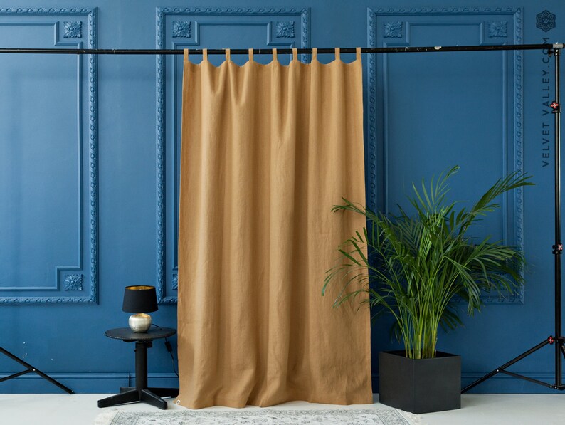Linen dusty mustard brown curtain mustard brown Etsy
