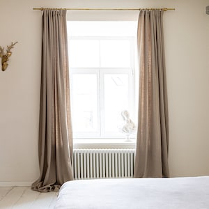 Rustikaler schwerer Leinenvorhang (1 Stück)- Fenstervorhang aus ungebleichtem Leinen - Leinen Fenstervorhang - für das Schlafzimmer -