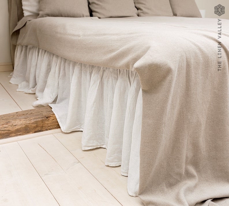 OPTICAL WHITE Linen Bed Valancedust Ruffle Softened Linen Bed Etsy
