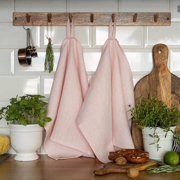 Linen tea towels ( 2 pcs). QUARTZ ROSE linen tea towels. Hand towel. Heavy weight linen towel. Linen pink colour towel. Linen dish towel