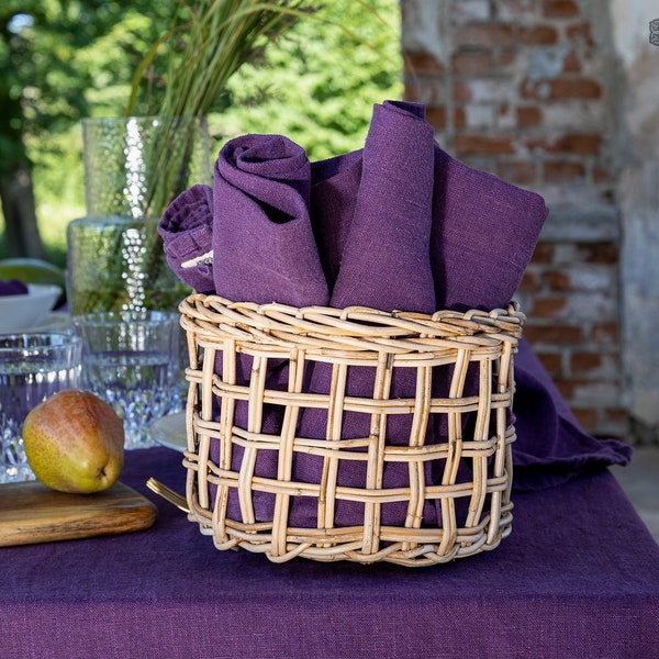 DEEP PURPLE linen napkin set: 2, 4, 6, 8, 10, 12 napkins. Dark purple linen heavier weight napkins. Dark plum linen napkins. Table linen