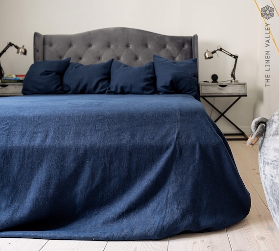 Navy Blue Linen Bedspread Linen Bed Cover dark Blue Queen King Size Quilt Linen Coverlet softened Linen Throw Quilt Etsy Canada