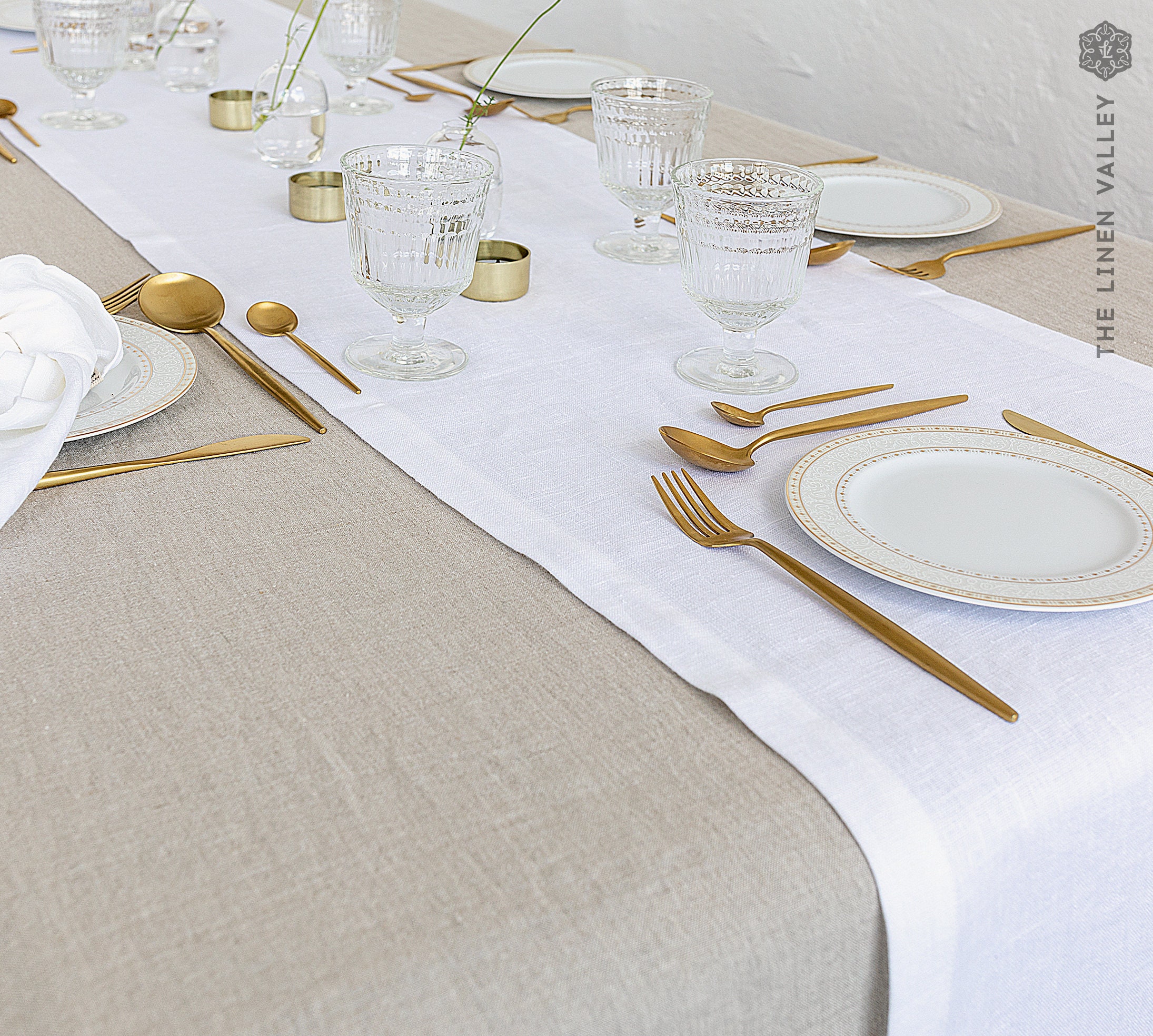 OPTICAL WHITE linen table runner natural linen table runner Etsy