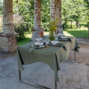 Moss green linen tablecloth- moss green heavier linen linen tablecloth- fresh green rectangular, round, square, custom size