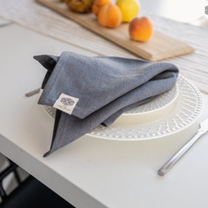 Charcoal grey linen napkin set of 2. Grey colour heavier weight linen napkins. Dark grey linen napkins. Table linens in various colours