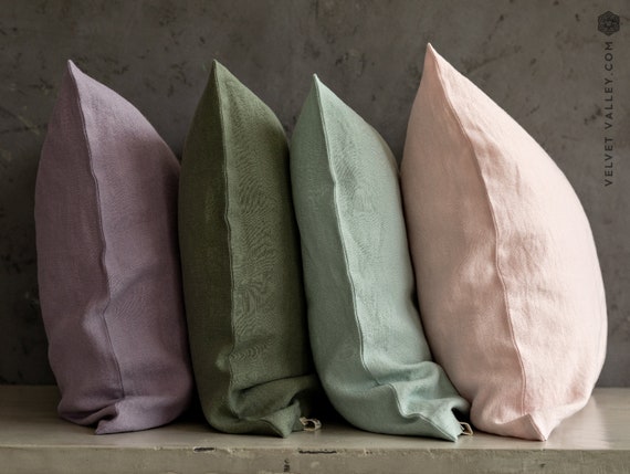 Linen Light Pink Pillow Sham Linen Rose Pink Pillow Rose Etsy