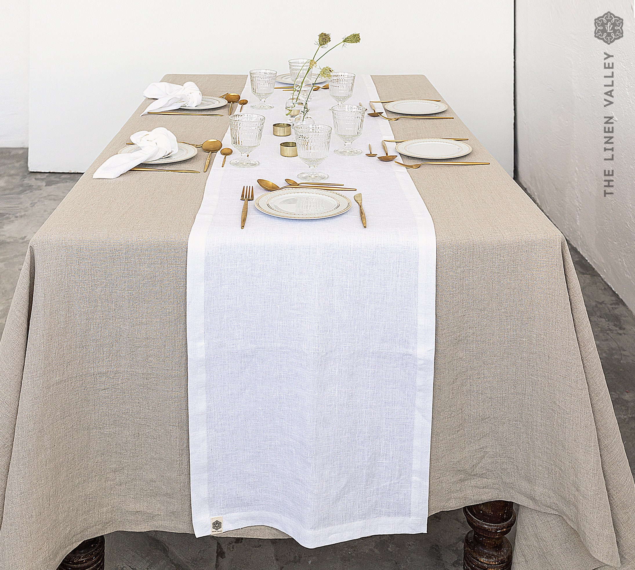 OPTICAL WHITE linen table runner natural linen table runner Etsy
