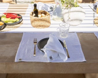 Set of 2 linen PLACEMATS. OPTIC/BRIGHT white table napkins- various colour - heavier weight linen placemats. Linen placemat set.