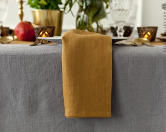 CINNAMON linen napkin set: 2, 4, 6, 8, 10, 12 napkins. Mustard brown softened linen napkin set. Linen napkins. Table decor, table linens