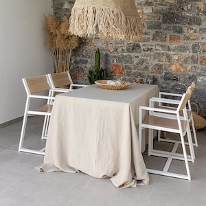 Natural linen tablecloth- natural softened linen tablecloth- rectangular, round, square, custom sizes - not dyed linen tablecloth