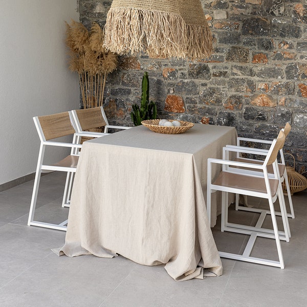UNBLEACHED linen tablecloth- natural softened linen tablecloth- rectangular, round, square, custom sizes - not dyed linen tablecloth