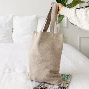 Rustic linen canvas bag- reusable grocery bag- fabric zero waste bag- farmhouse style linen shopping bag-heavier linen bag- Various sizes