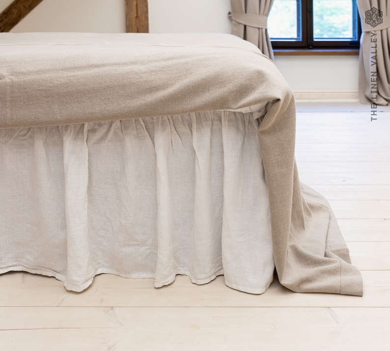 OPTICAL WHITE Linen Bed Valancedust Ruffle Softened Linen Bed Etsy
