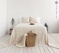 Royal floral pattern linen king size bedspread- queen size bedspread- bedspread-floral bed cover- Double sided light linen bed throw