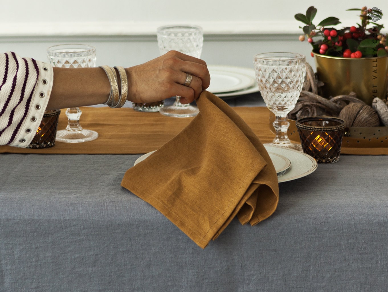 CINNAMON Linen Napkin Set 2 4 6 8 10 12 Napkins. Mustard Etsy Canada