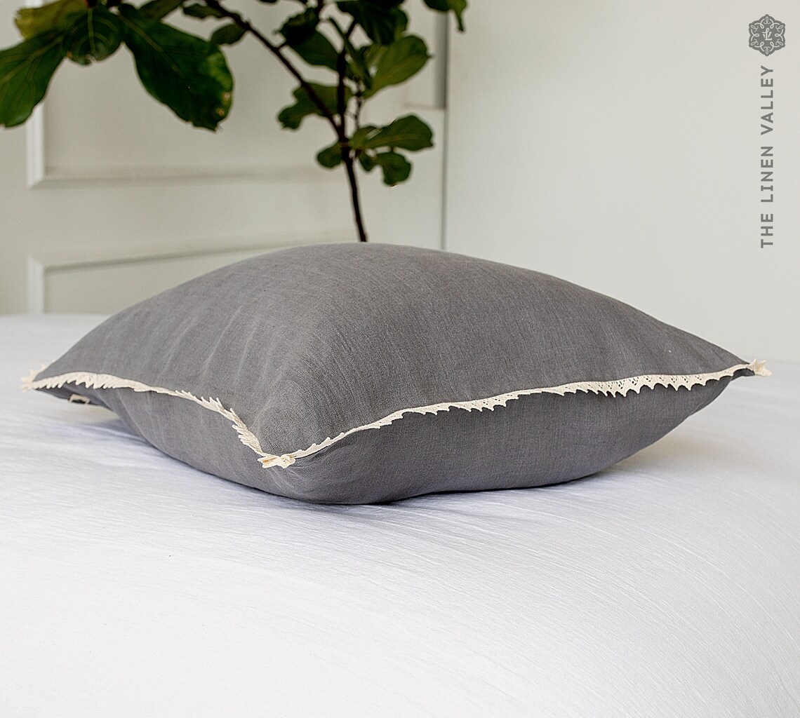 CHARCOAL GRAY Linen Pillow Stonewashed Linen Pillow Case With Etsy