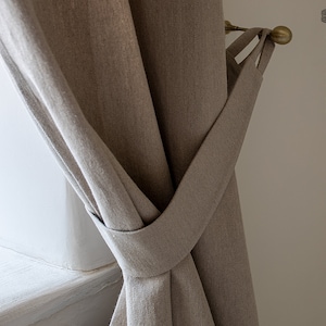 Rustic heavy linen curtain tie back (1 pcs) - heavy weight- linen curtain holdback - curtain holder - fabric curtain hook