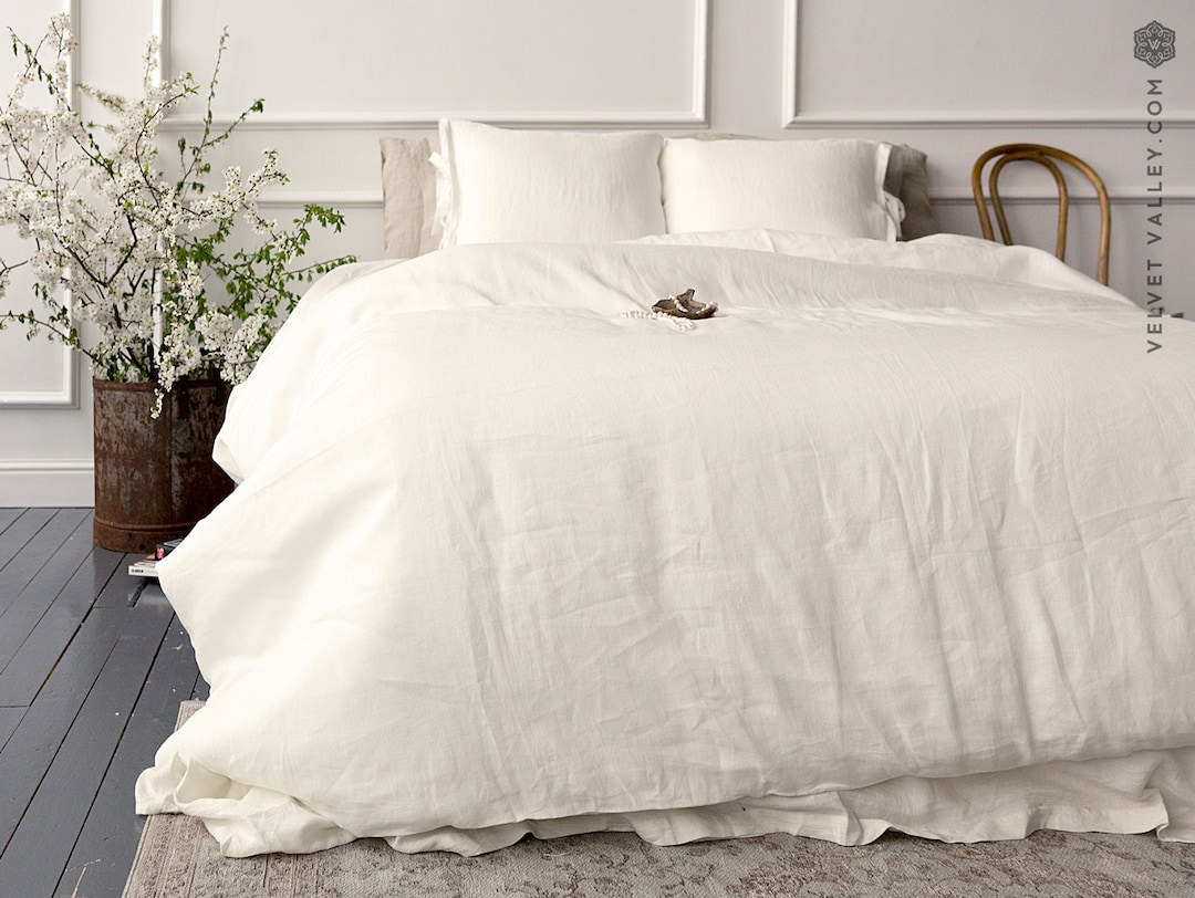 OFF Linen Set of Comforter Cover and Pillows Ivory - Etsy