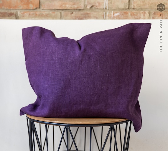Deep Purple Linen Pillow Sham With Zipper Dark Plum Linen Pillow Eggplant Colour Decorative Pillow Heavy Linen Pillow Etsy UK