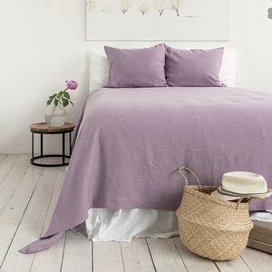 LIGHT LILAC linen bedspread lavender king/queen size bed cover purple heavier linen bed throw-pastel colour linen throw image 2