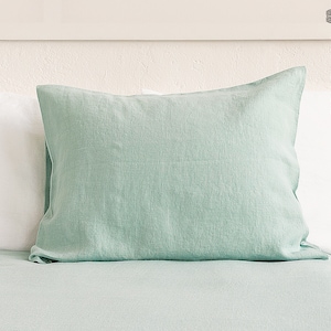 Duck egg blue linen pillow case- light blue linen throw pillow- blue decorative pillow- heavy linen pillow- custom sizes