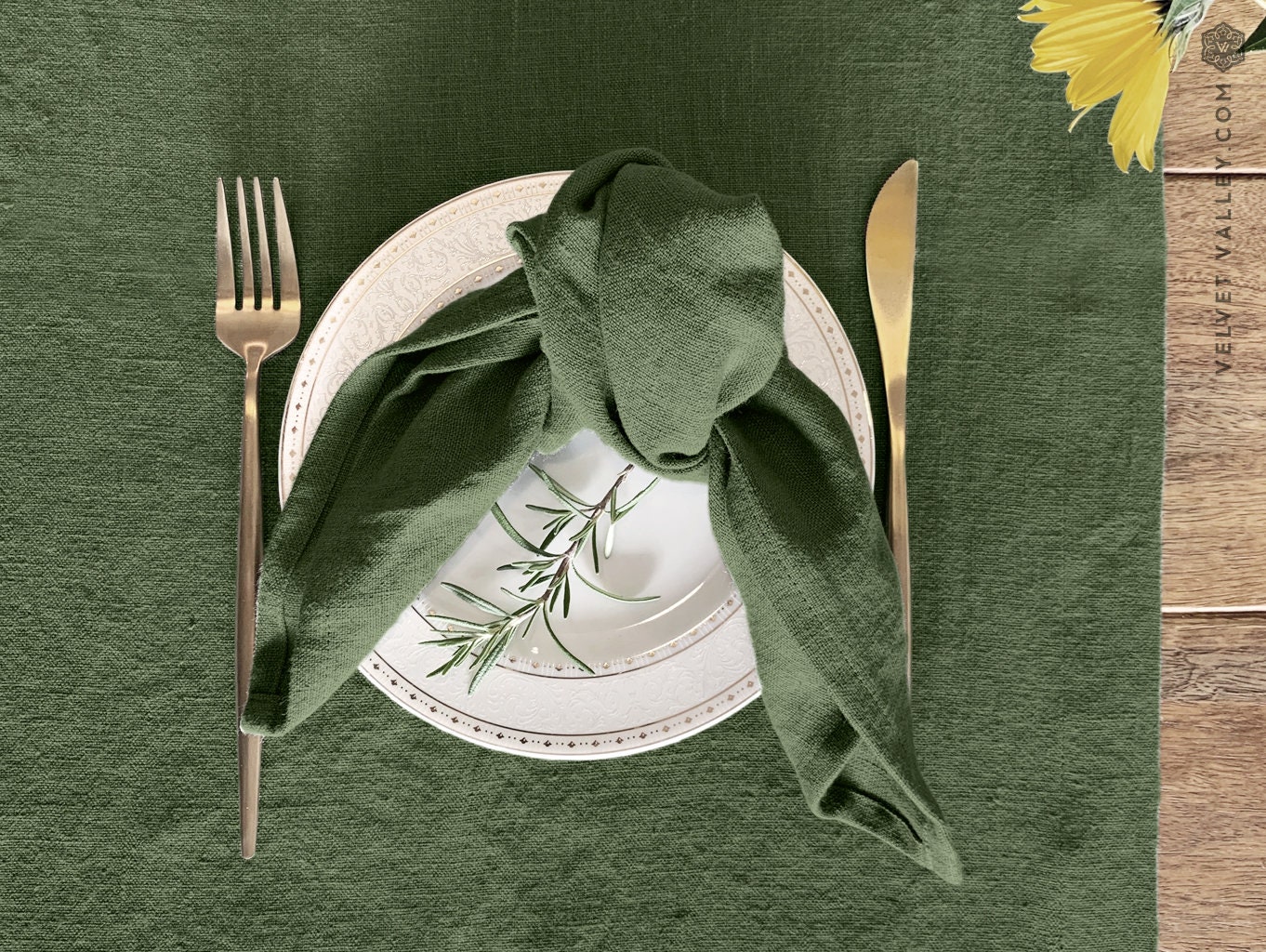 MOSS GREEN linen napkin set 4 6 8 10 12 napkins. Olive Etsy