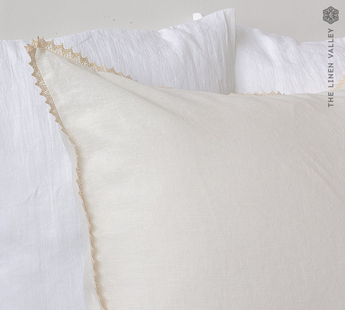 OFF WHITE Linen Pillow Case With LACE Softened Linen off Etsy Australia