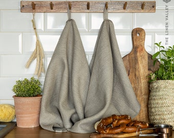 Linen tea towels (2 pcs). Rustic linen hand towel.  Farmhouse linen towels. Natural linen towel. Linen dish towel