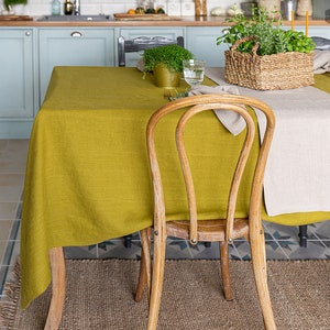 Olive green linen tablecloth- moss green heavier linen linen tablecloth- fresh green rectangular, round, square, custom size