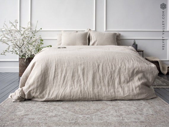 Natural Linen Comforter Cover Softened Unbleached Linen Doona Etsy