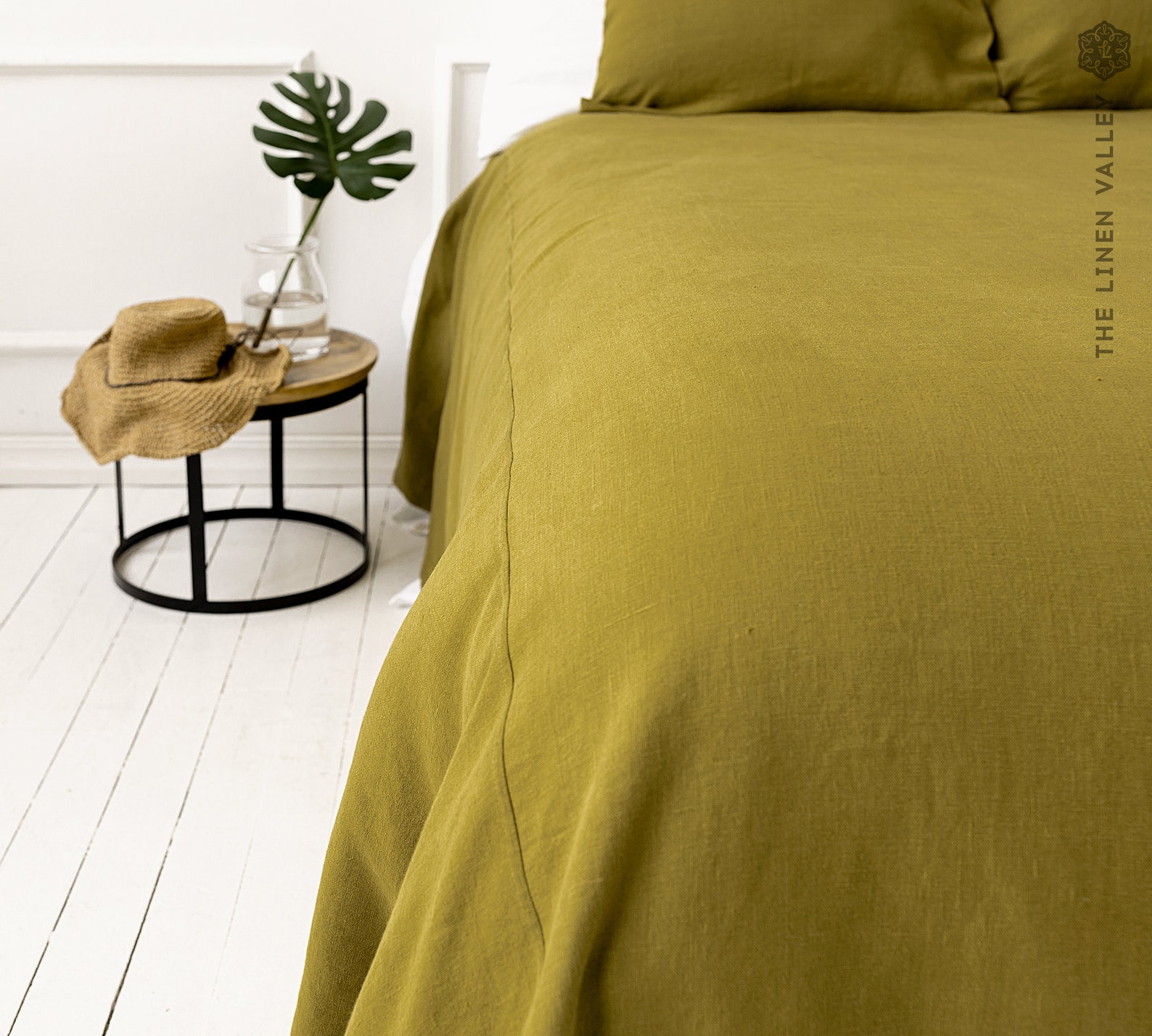 OLIVE GREEN Linen Bedspread Spring Green King/queen Size Bed - Etsy