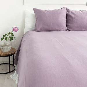 LIGHT LILAC linen bedspread lavender king/queen size bed cover purple heavier linen bed throw-pastel colour linen throw image 4