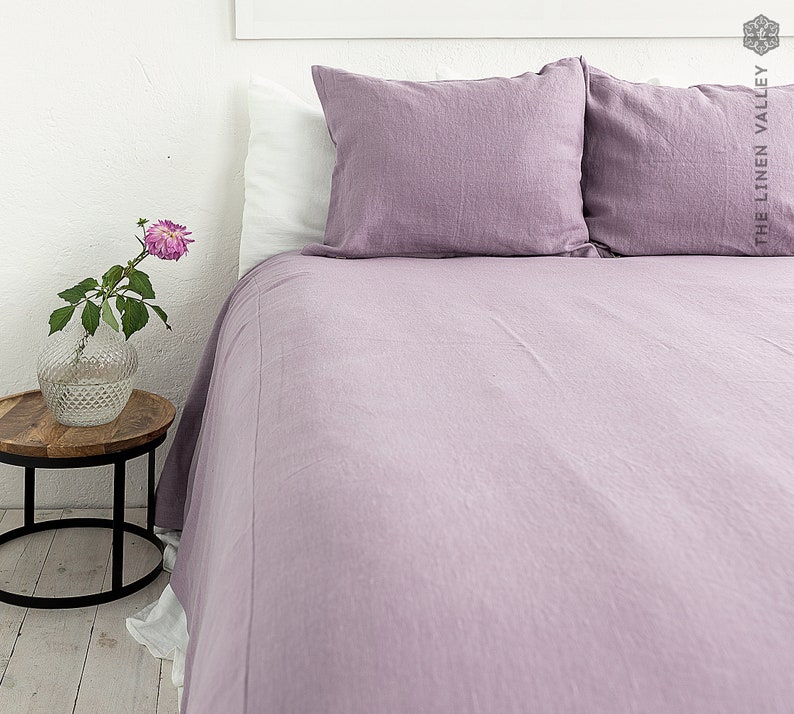 LIGHT LILAC linen bedspread lavender king/queen size bed cover purple heavier linen bed throw-pastel colour linen throw image 4