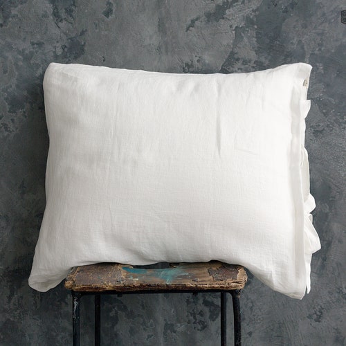 OPTICAL WHITE Linen Pillow Sham Softened Linen True White Etsy