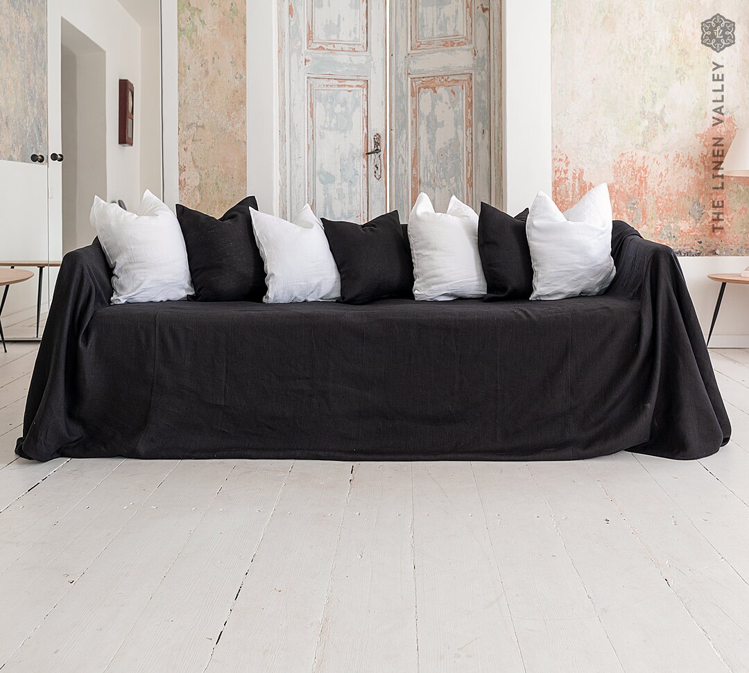 Black linen couch discount