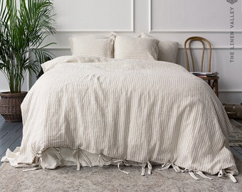 STRIPED linen duvet cover - comforter cover- pinstriped linen duvet- linen doona cover -Pinstriped duvet cover-Doona cover- gift