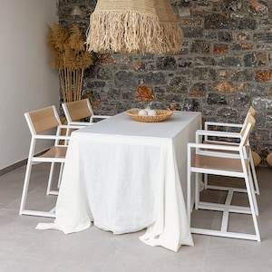 Off white linen tablecloth- stonewashed linen cream white tablecloth-dense light tablecloth-rectangular, round, square, custom sizes.