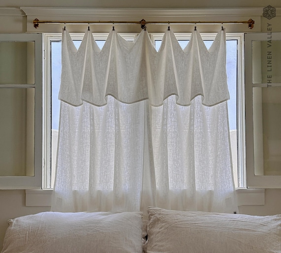 Linen Drop Cloth Antique White Curtain - White Stonewashed Flax Window Drape - Breathable Heavy Linen- Custom Size Curtain
