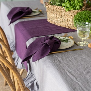Deep purple linen napkin set of 2 napkins. Dark purple linen heavier weight napkins. Dark plum linen napkins. Table linens