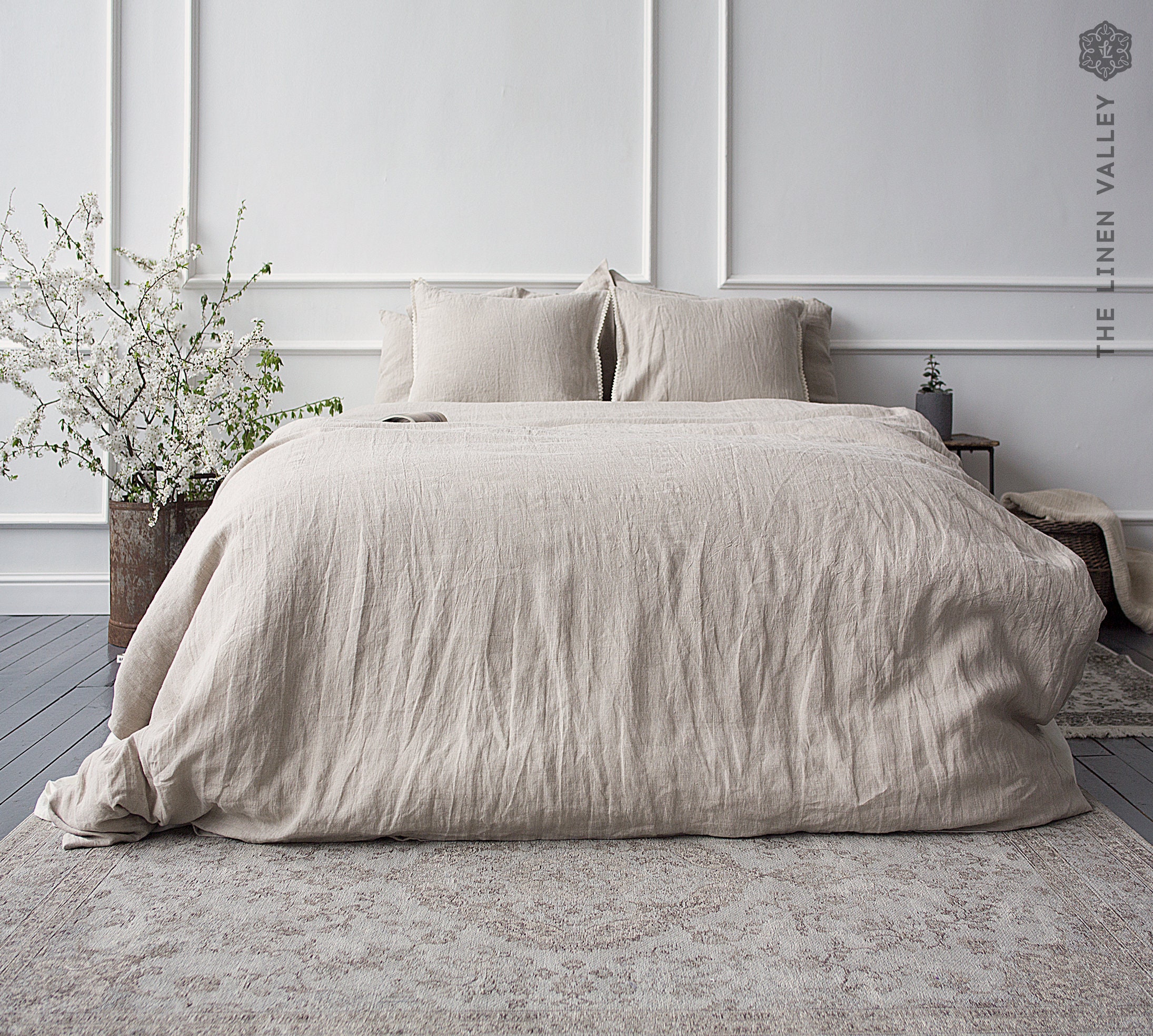 Elegant Linen Bedding Set 220x240 in Optical White