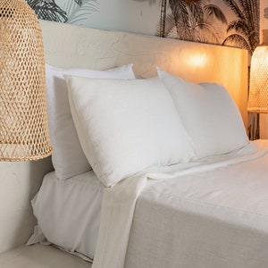 Antique white pillow sham- white linen pillow- off white decorative pillow- heavy linen pillow- custom sizes