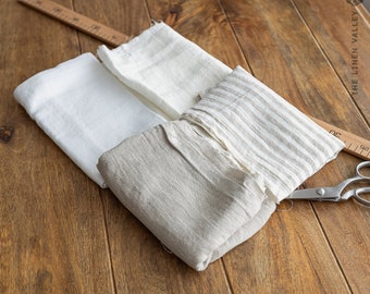 Restos de tela de lino (juego de 3 de un color) / Retales de lino de 205 g/m2 / Bricolaje / Lino para acolchado / Retales de desperdicio cero / Material para manualidades